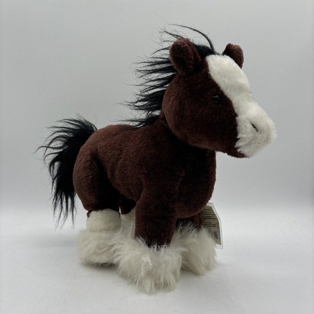 New Webkinz Clydesdale Horse HM139 With Sealed/Unused Code Attached To Plush POM